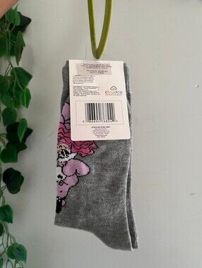 Care Bears Gray Crew Socks with Pink Character Design